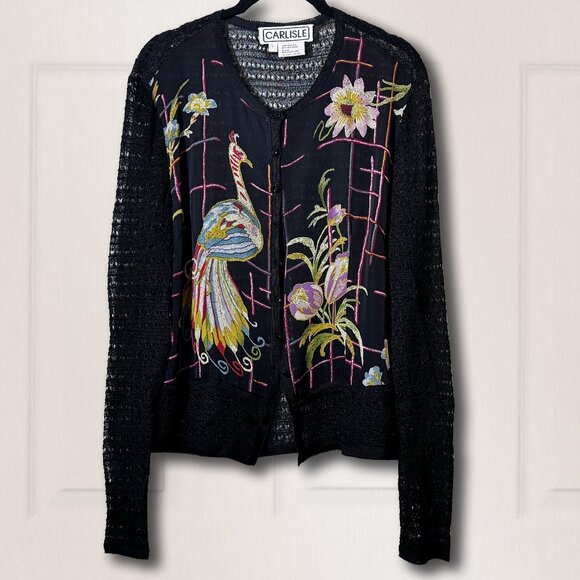 Carlisle Tank and Sweater Set Peacock Floral Design L & XL - Picture 2 of 7